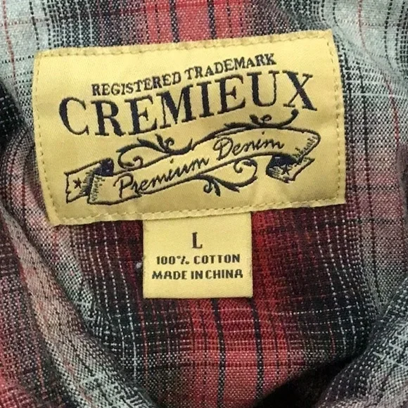 Cremieux red plaid western shirt large - Picture 6 of 8